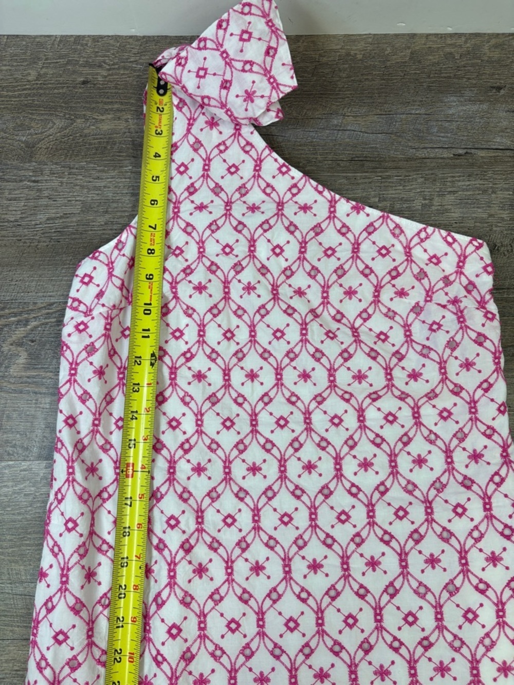 J.Crew One-Shoulder Bow Eyelet Embroidered Dress White Pink Size 2 - Picture 15 of 16